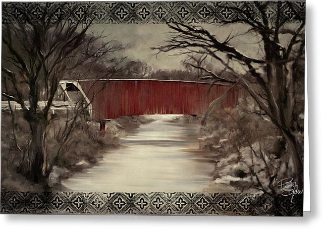 Greeting Card, Bridges of Madison County, Cedar Bridge painting by Patricia S Farr