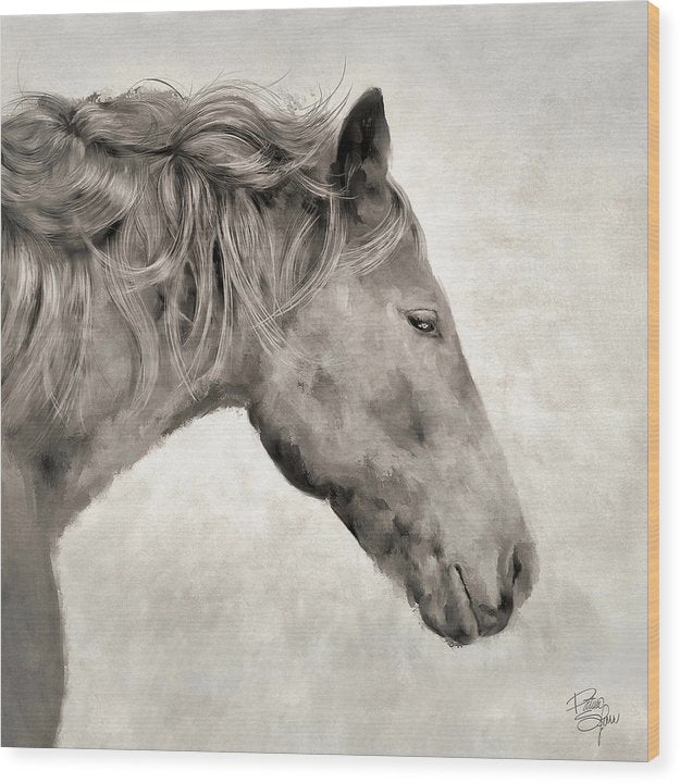 J Horse Square  - Wood Print